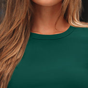 AUTOMET Women's Ribbed Long Sleeve Basic Top - Soft Stretch Crewneck Shirt for Work & Casual Black M