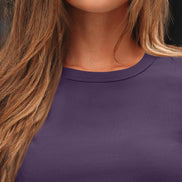 AUTOMET Women's Ribbed Long Sleeve Basic Top - Soft Stretch Crewneck Shirt for Work & Casual Black M