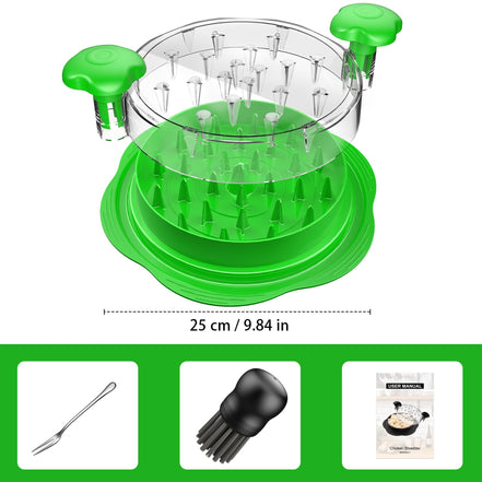 SURETIVIAN Chicken Shredder Large Chicken Breast Shredder Tool Twist with Brush&Fork, Visible Meat Shredder Machine, Strong Anti-Slip Strip, Ergonomic Handle, BPA Free, Suitable for Pork Beef Chicken