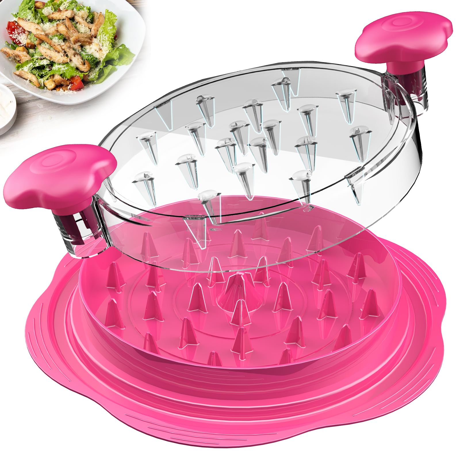 SURETIVIAN Chicken Shredder Large Chicken Breast Shredder Tool Twist with Brush&Fork, Visible Meat Shredder Machine, Strong Anti-Slip Strip, Ergonomic Handle, BPA Free, Suitable for Pork Beef Chicken