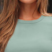 AUTOMET Women's Ribbed Long Sleeve Basic Top - Soft Stretch Crewneck Shirt for Work & Casual Black M