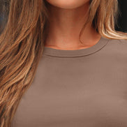 AUTOMET Women's Ribbed Long Sleeve Basic Top - Soft Stretch Crewneck Shirt for Work & Casual Black M