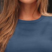 AUTOMET Women's Ribbed Long Sleeve Basic Top - Soft Stretch Crewneck Shirt for Work & Casual Black M