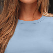 AUTOMET Women's Ribbed Long Sleeve Basic Top - Soft Stretch Crewneck Shirt for Work & Casual Black M