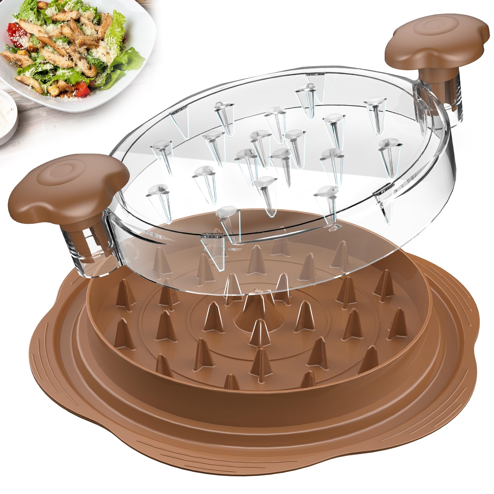 SURETIVIAN Chicken Shredder Large Chicken Breast Shredder Tool Twist with Brush&Fork, Visible Meat Shredder Machine, Strong Anti-Slip Strip, Ergonomic Handle, BPA Free, Suitable for Pork Beef Chicken