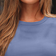 AUTOMET Women's Ribbed Long Sleeve Basic Top - Soft Stretch Crewneck Shirt for Work & Casual Black M