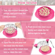 SURETIVIAN Chicken Shredder Large Chicken Breast Shredder Tool Twist with Brush&Fork, Visible Meat Shredder Machine, Strong Anti-Slip Strip, Ergonomic Handle, BPA Free, Suitable for Pork Beef Chicken