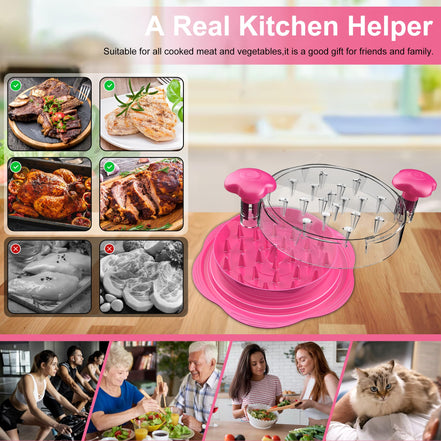 SURETIVIAN Chicken Shredder Large Chicken Breast Shredder Tool Twist with Brush&Fork, Visible Meat Shredder Machine, Strong Anti-Slip Strip, Ergonomic Handle, BPA Free, Suitable for Pork Beef Chicken