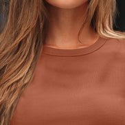 AUTOMET Women's Ribbed Long Sleeve Basic Top - Soft Stretch Crewneck Shirt for Work & Casual Black M