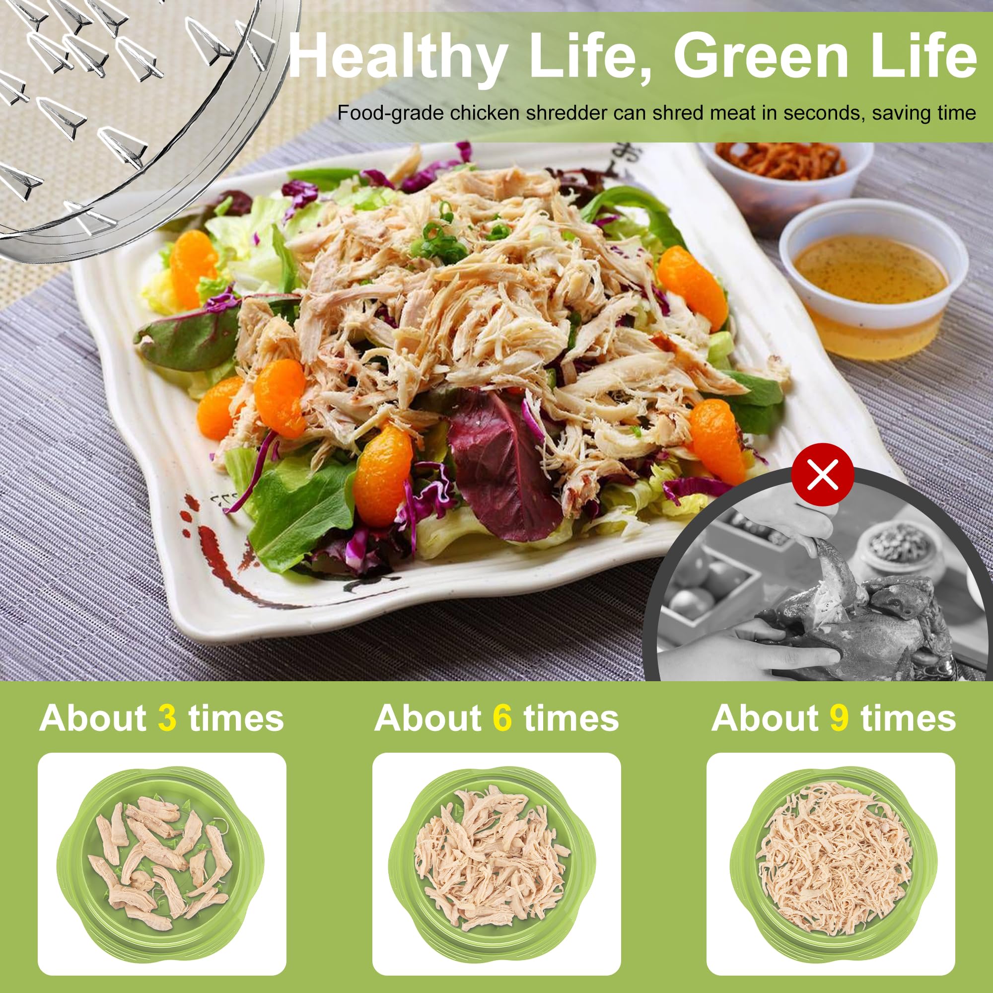 SURETIVIAN Chicken Shredder Large Chicken Breast Shredder Tool Twist with Brush&Fork, Visible Meat Shredder Machine, Strong Anti-Slip Strip, Ergonomic Handle, BPA Free, Suitable for Pork Beef Chicken