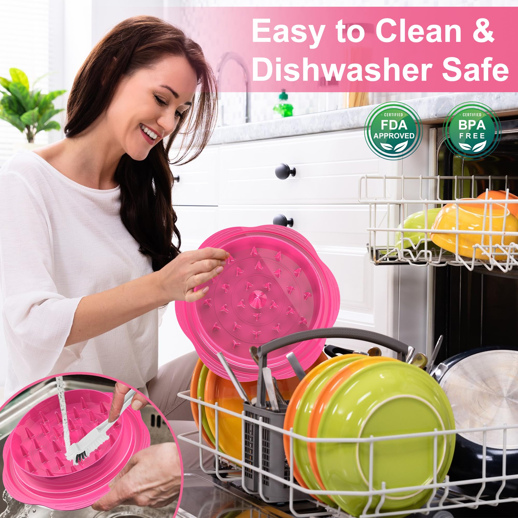 SURETIVIAN Chicken Shredder Large Chicken Breast Shredder Tool Twist with Brush&Fork, Visible Meat Shredder Machine, Strong Anti-Slip Strip, Ergonomic Handle, BPA Free, Suitable for Pork Beef Chicken