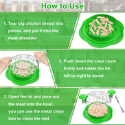 SURETIVIAN Chicken Shredder Large Chicken Breast Shredder Tool Twist with Brush&Fork, Visible Meat Shredder Machine, Strong Anti-Slip Strip, Ergonomic Handle, BPA Free, Suitable for Pork Beef Chicken